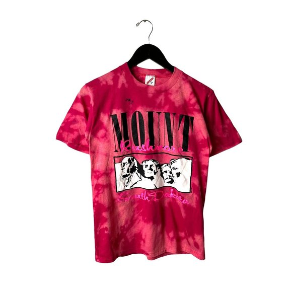 Vintage 80s Mount Rushmore T Shirt Adult Pink Gray Small S Tie Dye USA 50/50 - Picture 2 of 16